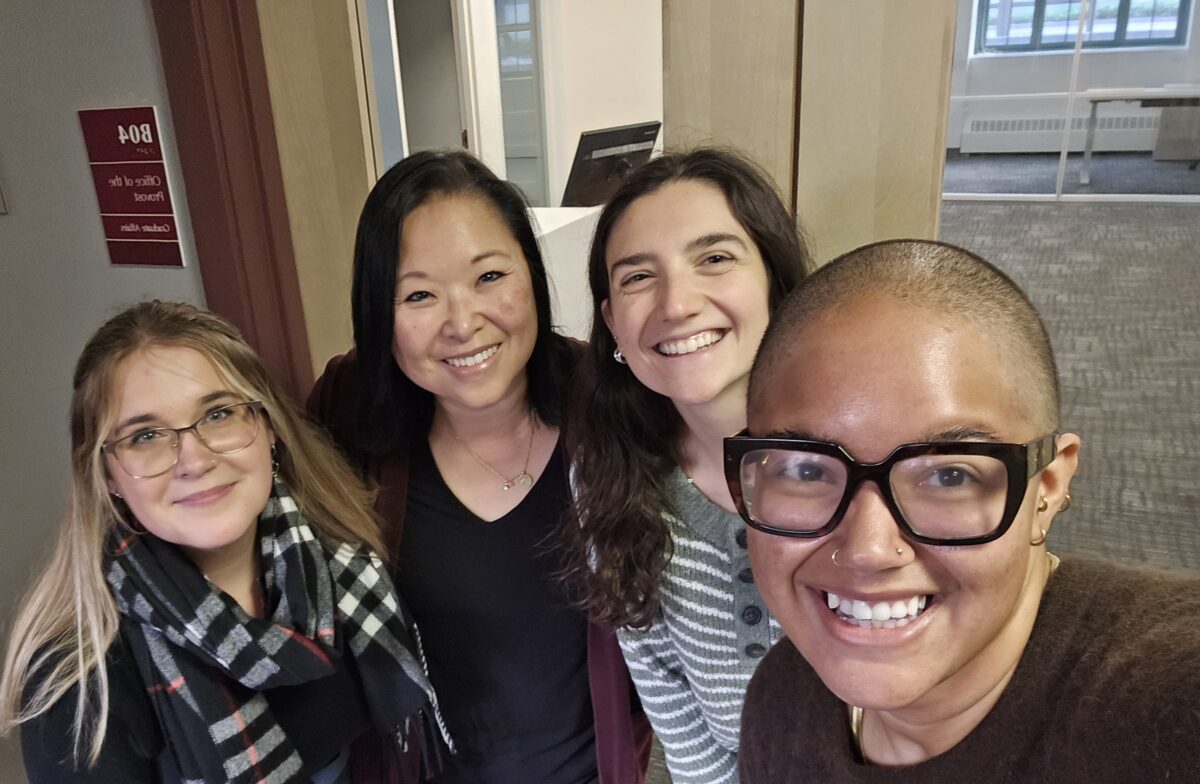 Newbury Center staff at new office location at Boston University, including M.C. Damm and Maria Dykema Erb.